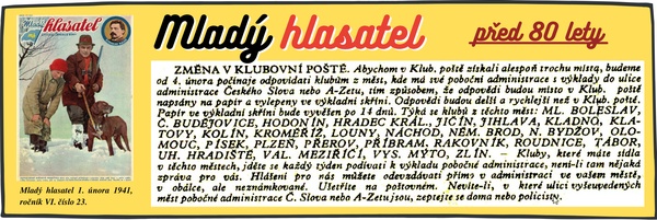 Mlad� hlasatel psal p�ed 80 lety - Zm�ny v klubovn� po�t�